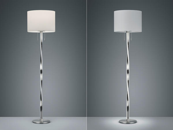 Trio LED Stehlampe NANDOR mit Stoff Lampenschirm weiß und beleuchtetem Gestell