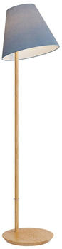 Lucande Jinda Stehlampe, Holzgestell, Stoff blau