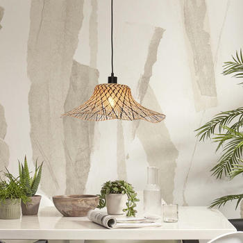 Good&Mojo Pendelleuchte Ibiza in Natur und Schwarz E27 500mm braun