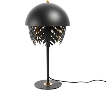 Lucande Aparas Tischlampe Blattoptik, schwarz-gold