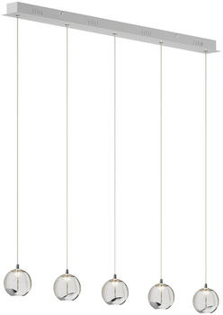 Lucande LED-Pendellampe Hayley, 5-fl., länglich, chrom