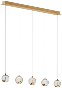 Lucande LED-Pendellampe Hayley, 5-fl., länglich, gold
