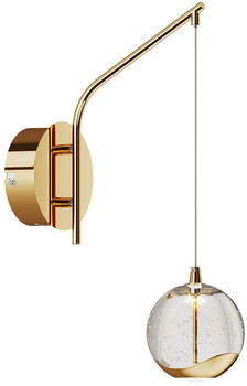Lucande LED-Wandlampe Hayley m. hängender Kugel, gold
