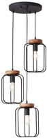 Brilliant Pendelleuchte "Tosh" E27 1 Stk. 3flg Rondell antik holz/schwarz korund