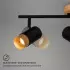Briloner Deckenspot Plek GU10 schwarz/Holz dreiflammig