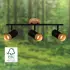 Briloner Deckenspot Plek GU10 schwarz/Holz dreiflammig