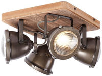 Brilliant Deckenstrahler "Carmen Wood" GU10 1 Stk. Spotplatte 4flg burned steel/holz