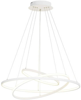 Lucande LED-Pendellampe Ezana aus drei Ringen, weiß