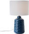 Brilliant Tischlampe Ilysa Stoffschirm weiß, Keramikfuß blau