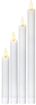 Marelida LED Stabkerzen Flamme Echtwachs LED 4 Größen weiß 4er Set (063-31)