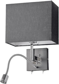 Lucande Schwarze Stoff-Wandlampe Rebekka mit LED-Lesearm