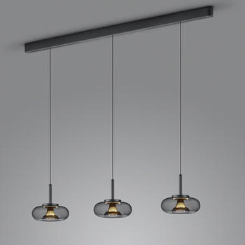 Helestra LED Pendelleuchte Sica in Schwarz-transparent und Gold 3x 9W 2169,99lm schwarz