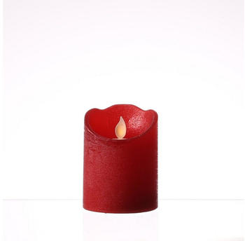 Marelida LED Kerze Twinkle Echtwachs bewegliche Flamme H10cm D7,5cm rot (480612-1)