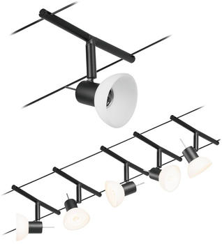 Paulmann Wire Systems Set in Schwarz-matt GU5,3 5-flammig mit Schrim schwarz