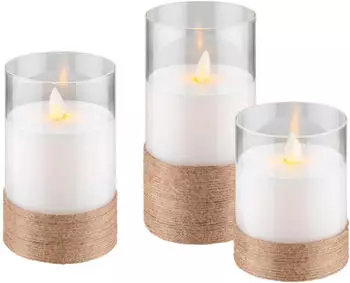 Goobay LED-Echtwachs-Kerzen 3er-Set weiß (60343)