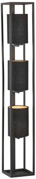 Fischer & Honsel Spenzer Stehleuchte 3-fach E27 schaltbar Stoffschirm schwarz Chintz goldfarben sandschwarz 40459