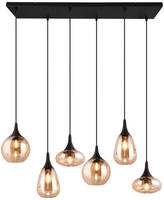TRIO Leuchten Pendelleuchte "Lumina, E14 H&auml;ngelampe 6-flammig Glasschirme in 3
