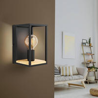 EGLO Wandleuchte "LIBERTAD Wandlampe, Stahl und Holz, IP20, E27, Wohnzimmerlampe,