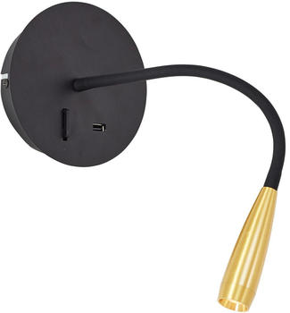 Brilliant LED Wandleuchte Jutta in Schwarz-matt und Gold-matt 2,8W 170lm schwarz