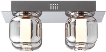 Brilliant LED Deckenleuchte Rafa in Chrom und Rauchglas 4x 5,5W 2200lm silber