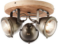 Brilliant Deckenstrahler "Carmen Wood" GU10 1 Stk. Spotrondell 3flg burned steel/holz