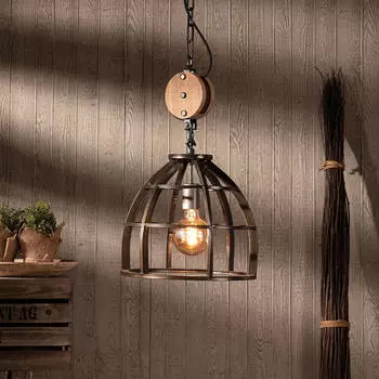 Brilliant Pendelleuchte Matrix in Grau und Natur E27 340mm grau