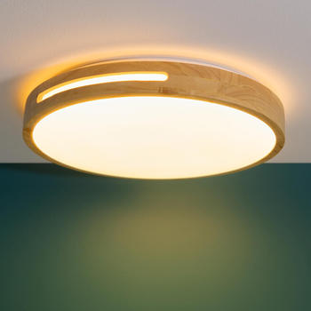 Brilliant LED Deckenleuchte Woodbury in Natur-hell und Weiß 24W 2100lm braun