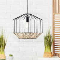 Brilliant Pendelleuchte "Templo" E27 1 Stk. H&auml;ngelampe 37cm schwarz/natur