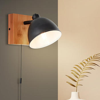 Brilliant Wandleuchte Celia in Schwarz-matt und Natur E14 schwarz