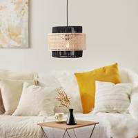 Brilliant Pendelleuchte "Arles" E27 1 Stk. H&auml;ngelampe 35cm schwarzmatt/rattan