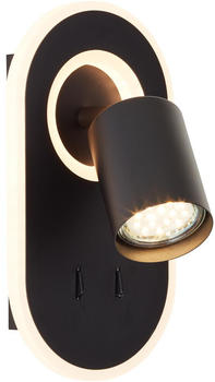 Brilliant LED Wandleuchte Kimon in Schwarz 2x 5W 1200lm mit Lesearm schwarz