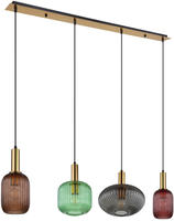 Pendellampe H&auml;ngeleuchte Esszimmerlampe, 4-flammig, Retro Designlampe, Bunte
