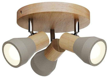 Lindby Filiz Round Deckenleuchte Concrete/Wood (9621839)