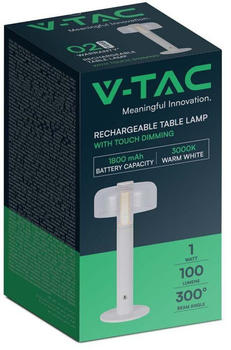 V-TAC Dimmbare und aufladbare LED-Tischlampe LED/1W/5V 3000K 1800 mAh weiß