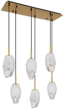 Globo Hängeleuchte Klar Opal Messing Metall Glas 24x120 cm (4558747803)