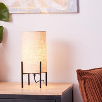 Brilliant Lampe, Fairhill Tischleuchte Schwarz/natur, 1x A60, E27, 25w, Mit