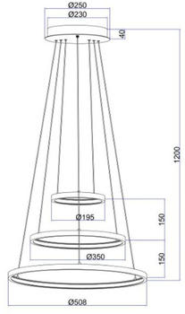 Globo Hängeleuchte Opal, Schwarz 120 cm (4558419602)