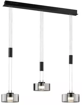 Fischer & Honsel LED Pendelleuchte Lavin 3-flammig Sandschwarz rauchfarbig