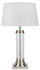 Searchlight Tischleuchte Pedestal, silber mit Schirm in Creme