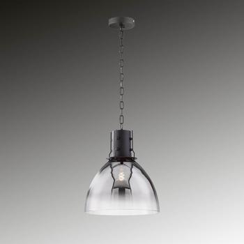 Fischer & Honsel Londo Pendelleuchte E27 Glas rauchfarben sandschwarz 60802
