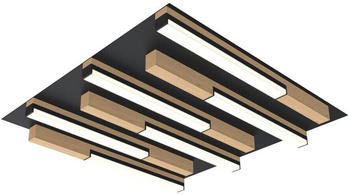 Wofi Palermo LED Deckenleuchte Schwarz-Holz 25W Warmweiss 3-Stufen Dimmbar 9031-606