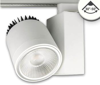 ISOLED 3-PH Schienen-Strahler fokussierbar, 30W, 30°-50°, weiß matt, 4000K, dimmbar