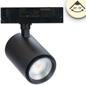 ISOLED 3-PH Schienen-Strahler fokussierbar, 42W, 20°-70°, schwarz matt, 3000K, CRI92