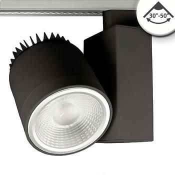 ISOLED 3-PH Schienen-Strahler fokussierbar, 36W, 30°-50°, schwarz matt, 4000K, CRI92, DALI dimmbar
