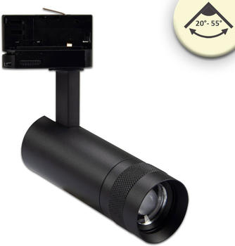 ISOLED 3-Phasen Schienen-Strahler fokussierbar, 8W, 20°-55°, schwarz matt, 2700K, dimmbar