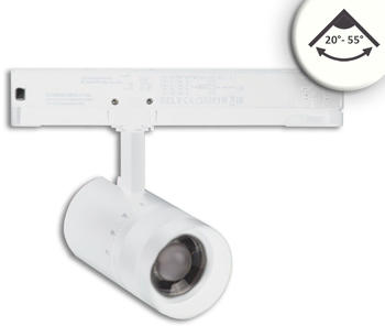 ISOLED 3-Phasen Schienen-Strahler fokussierbar, 12W, 20°-55°, weiß matt, 4000K, DALI dimmbar