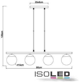 ISOLED Hängeleuchte Metall schwarz, rund, rauchglas, 4xE27 Fassung
