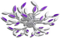 vidaXL Deckenlampe Lila und wei&szlig;e Bl&auml;tterranken mit Acryl-Bl&auml;ttern 5x E14