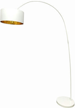 SalesFever Bogenlampe 1-flammig Stoff Gestell Metall B 135xT 38xH 201cm weiß/Goldfarben 394083
