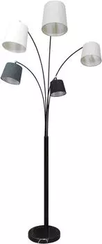 SalesFever Bogenlampe 5-flammig Stoff Gestell Metall Beige-Braun-Schwarz 394045